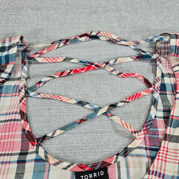 Torrid Womens Sz 3 Plus Sleeveless Blouse Fall Spring Summer Plaid Tank Top EUC - Picture 8 of 8